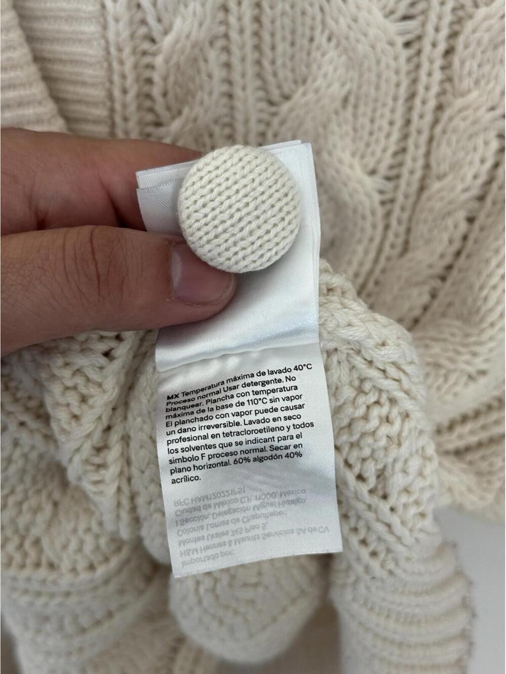 H&M Cream Chunky Cable Knit Button Up Cardigan Sweater - Picture 4 of 7
